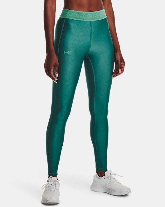 Women's HeatGear® Branded Waistband Leggings, Green, pdpMainDesktop image number 0
